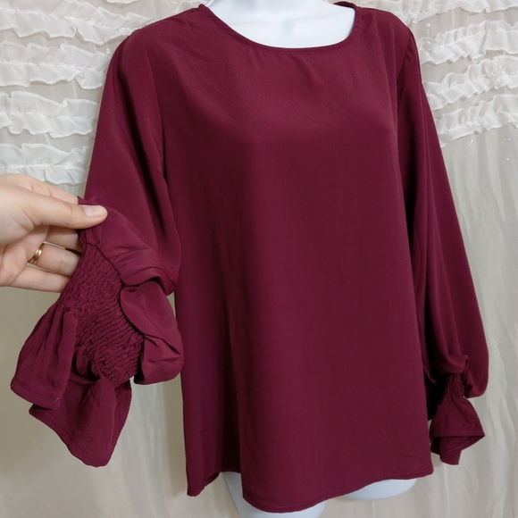 She and Sky Tops - NWT She + Sky Solid Plum Purple Blouse Top Medium